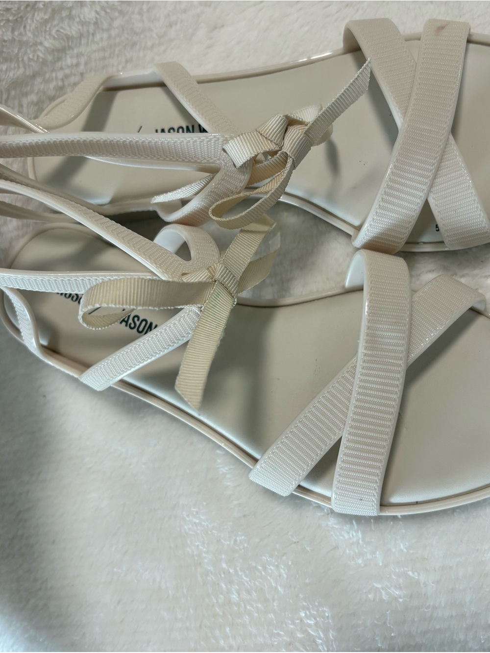 Melissa / Jason Wu Cream Strappy Bow Flat Sandals